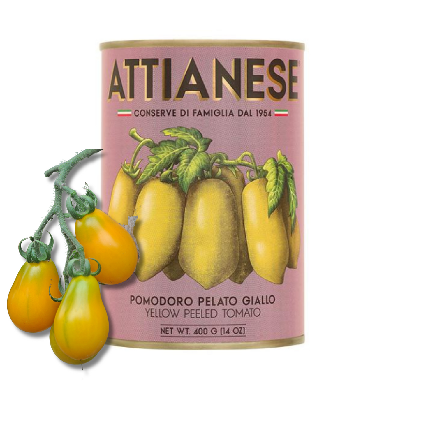 ATTIANESE Pomodoro Pelato Giallo 400g – Geschälte Goldene Tomaten aus Kampanien