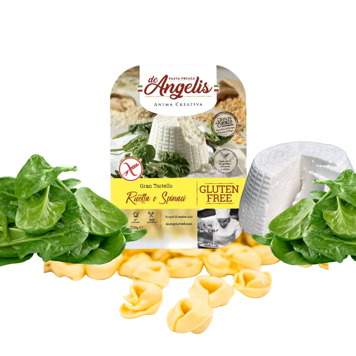 DE ANGELIS – Glutenfrei Tortellini: Spinat+Ricotta und Prosciuto Crudo- 250g