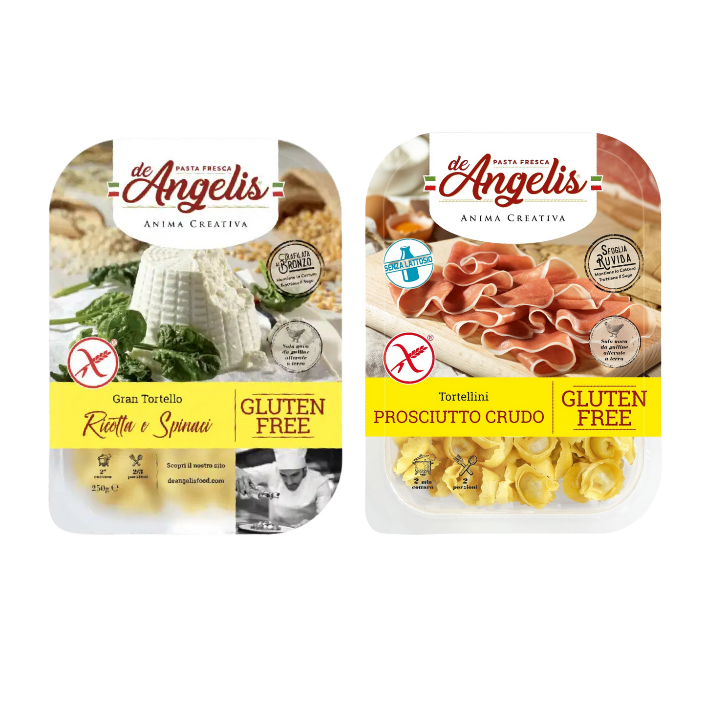 DE ANGELIS – Glutenfrei Tortellini: Spinat+Ricotta und Prosciuto Crudo- 250g