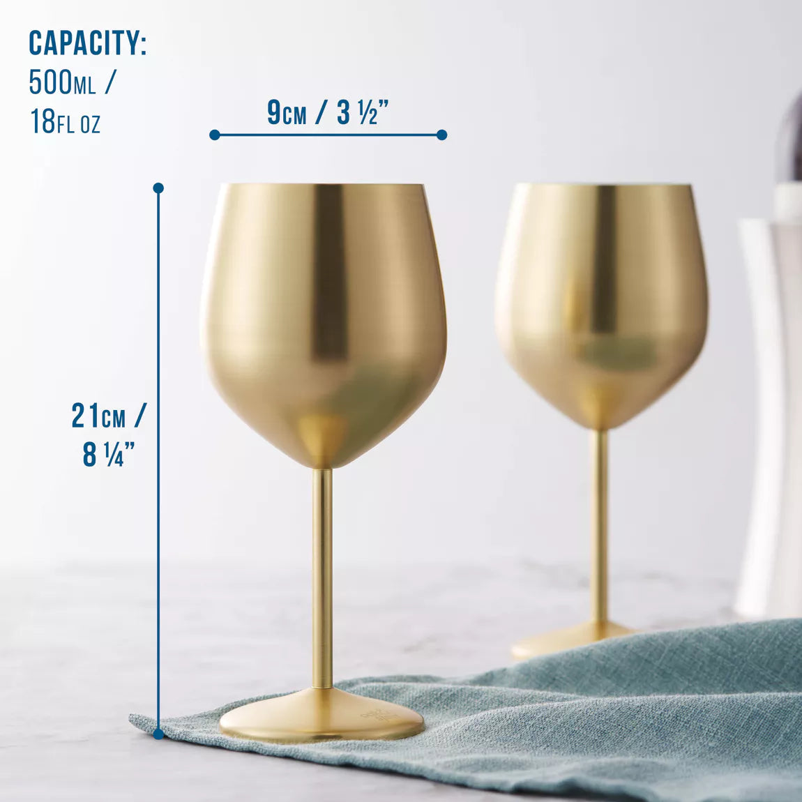 Geschenkkarton mit 4 Weingläsern, 540 ml - bruchsicheres Gläserset aus mattiertem Edelstahl Schwarz oder Gold
