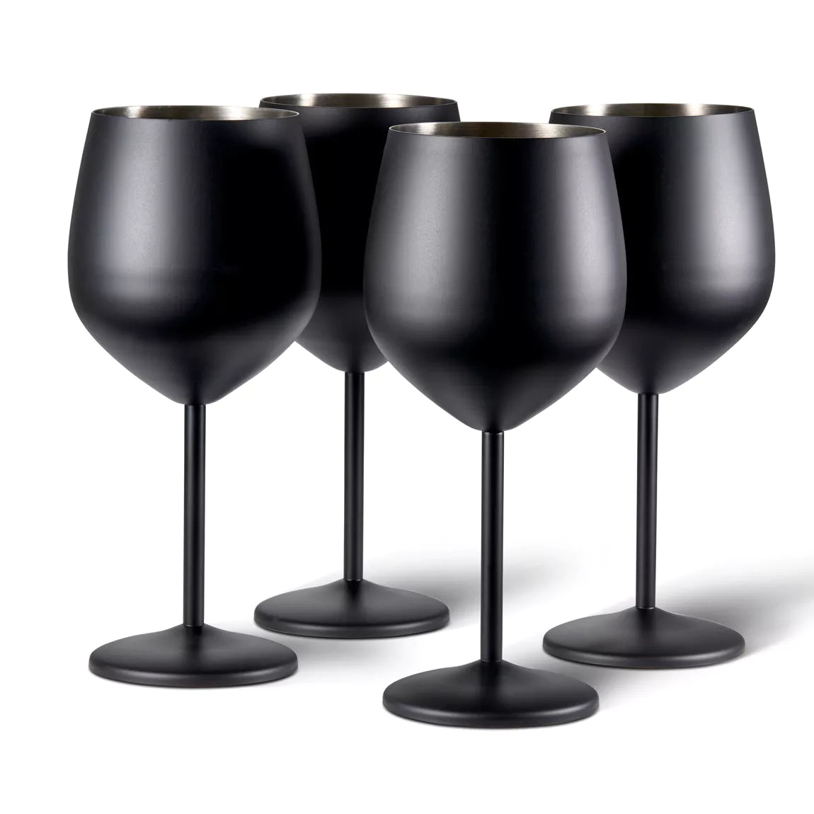 Geschenkkarton mit 4 Weingläsern, 540 ml - bruchsicheres Gläserset aus mattiertem Edelstahl Schwarz oder Gold
