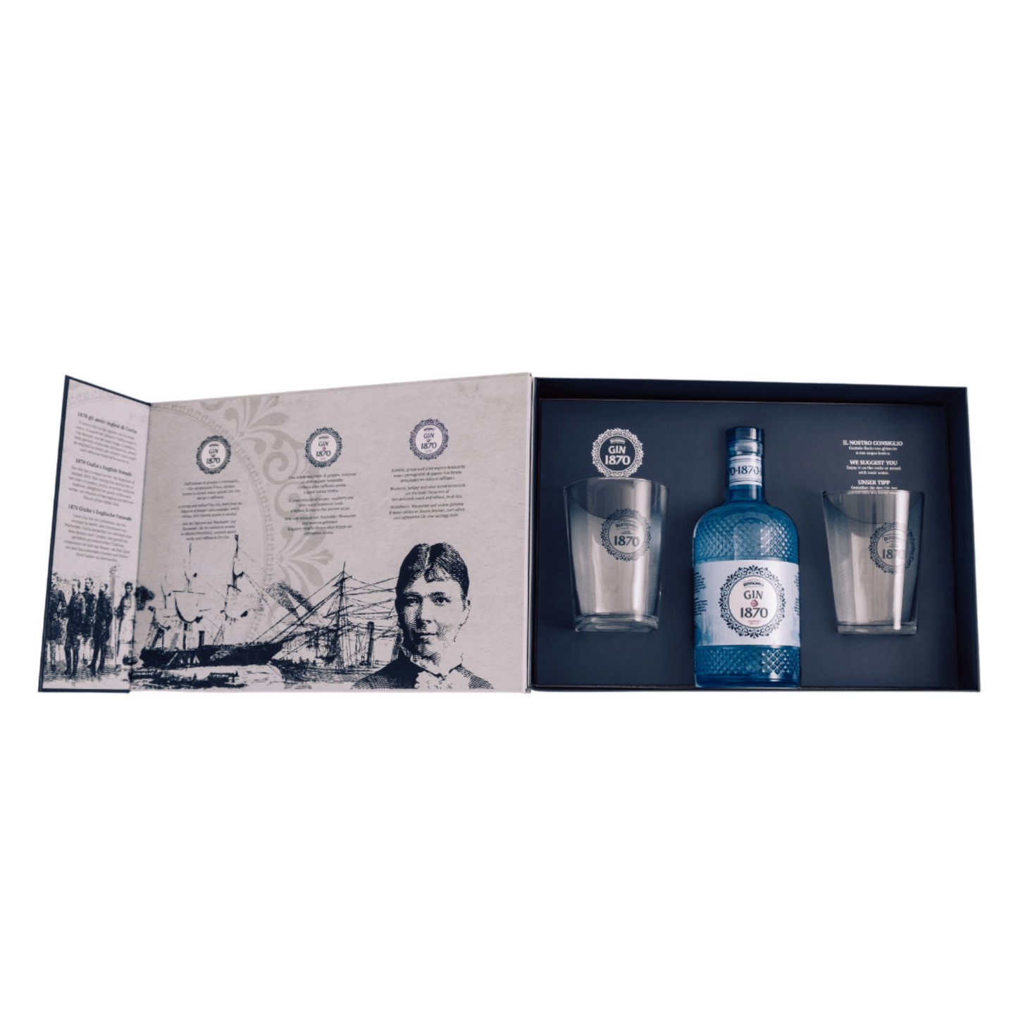Gin1870 Raspberry Dry Gin Geschenkset mit 2 Gläsern