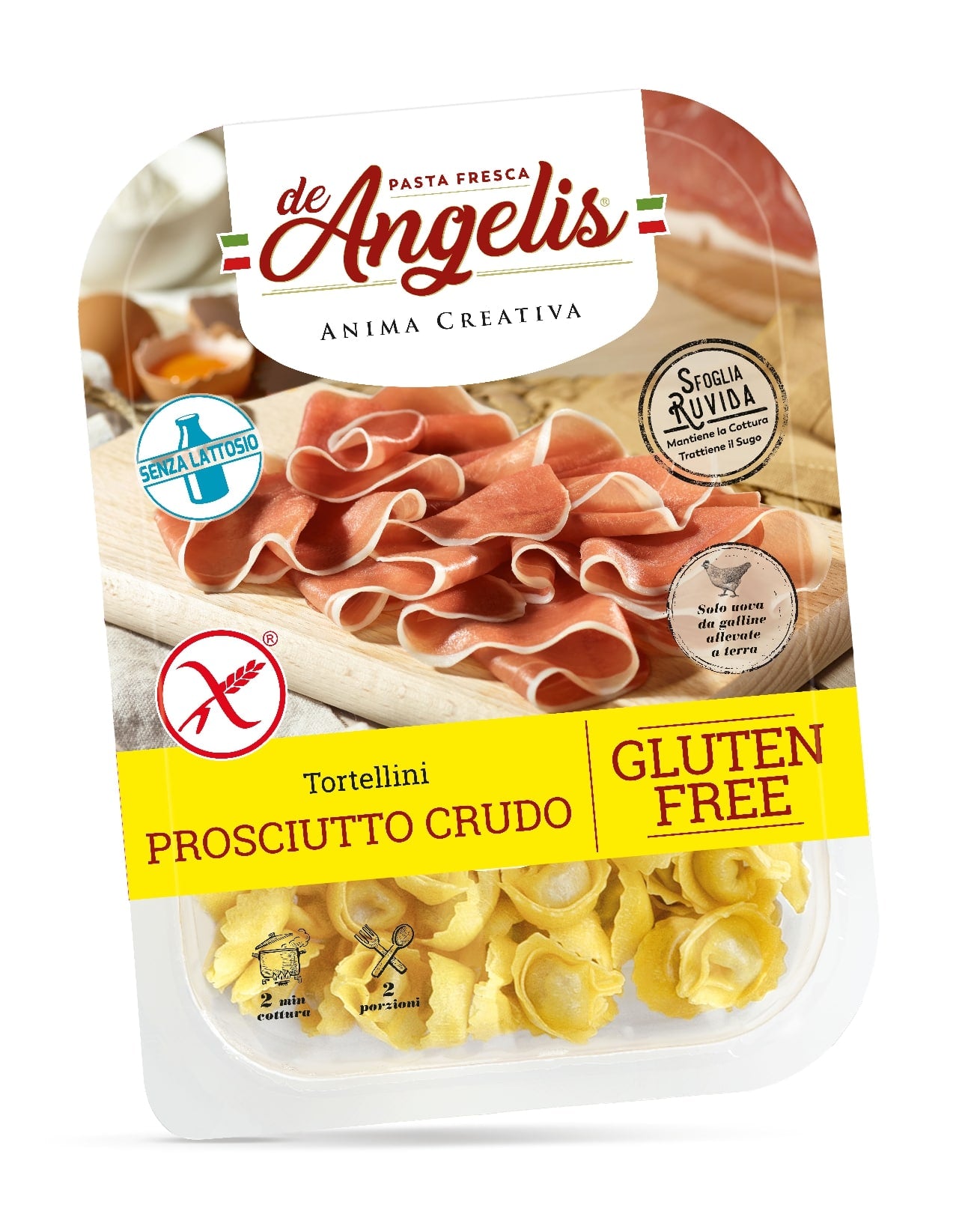 DE ANGELIS – Glutenfrei Tortellini: Spinat+Ricotta und Prosciuto Crudo- 250g