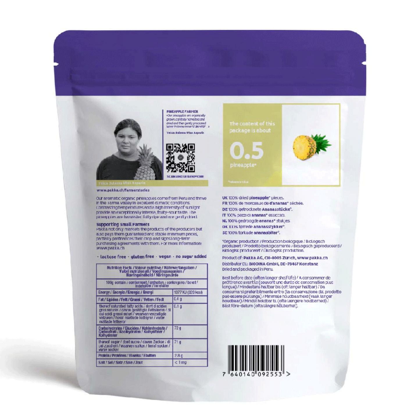 PAKKA BIO & FAIR Trockenfrüchte: Ananas, Mango, Physalis und Fruchtmix - 100g