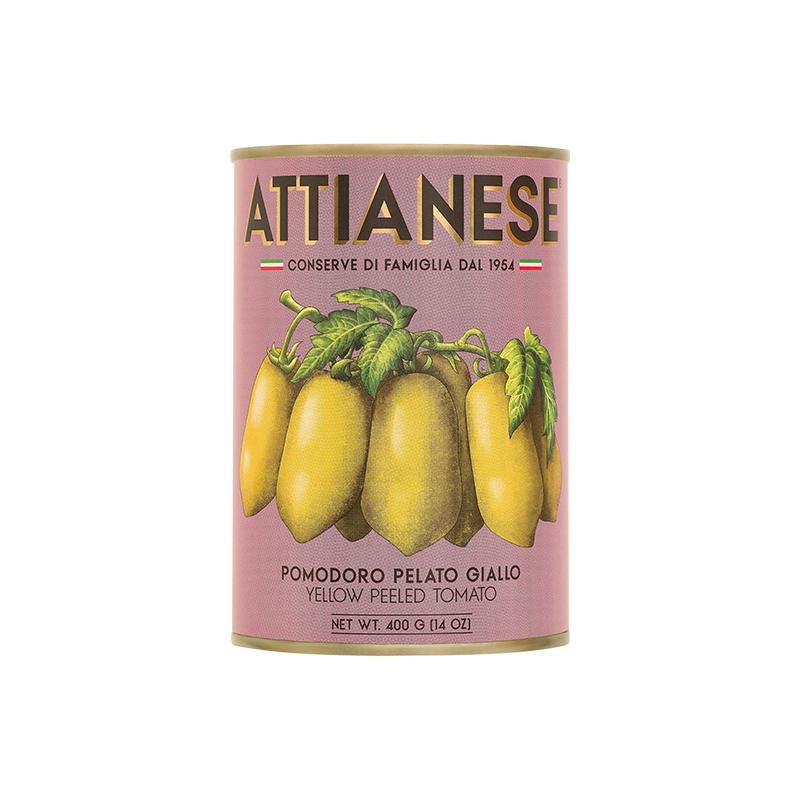 ATTIANESE Pomodoro Pelato Giallo 400g – Geschälte Goldene Tomaten aus Kampanien