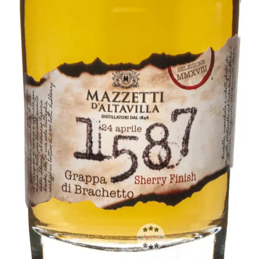 MAZZETTI - 1587 Grappa Brachetto 43% Vol. Sherry Finish - 500ml.