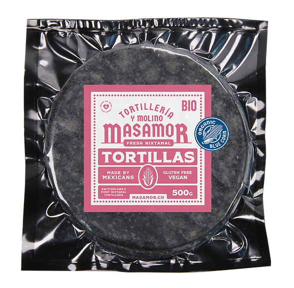 MASAMOR Gelb und Blau Mais Tortillas G Ø14cm - Ø10cm - Mexikanische Produkte
