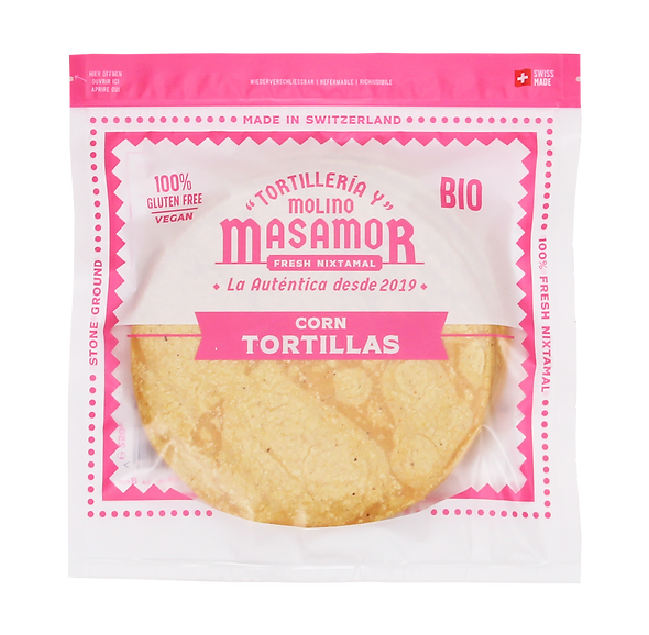 MASAMOR Gelb und Blau Mais Tortillas G Ø14cm - Ø10cm - Mexikanische Produkte