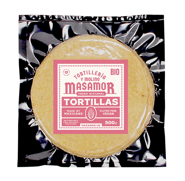 MASAMOR Gelb und Blau Mais Tortillas G Ø14cm - Ø10cm - Mexikanische Produkte