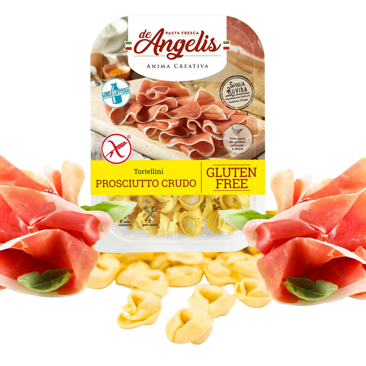 DE ANGELIS – Glutenfrei Tortellini: Spinat+Ricotta und Prosciuto Crudo- 250g