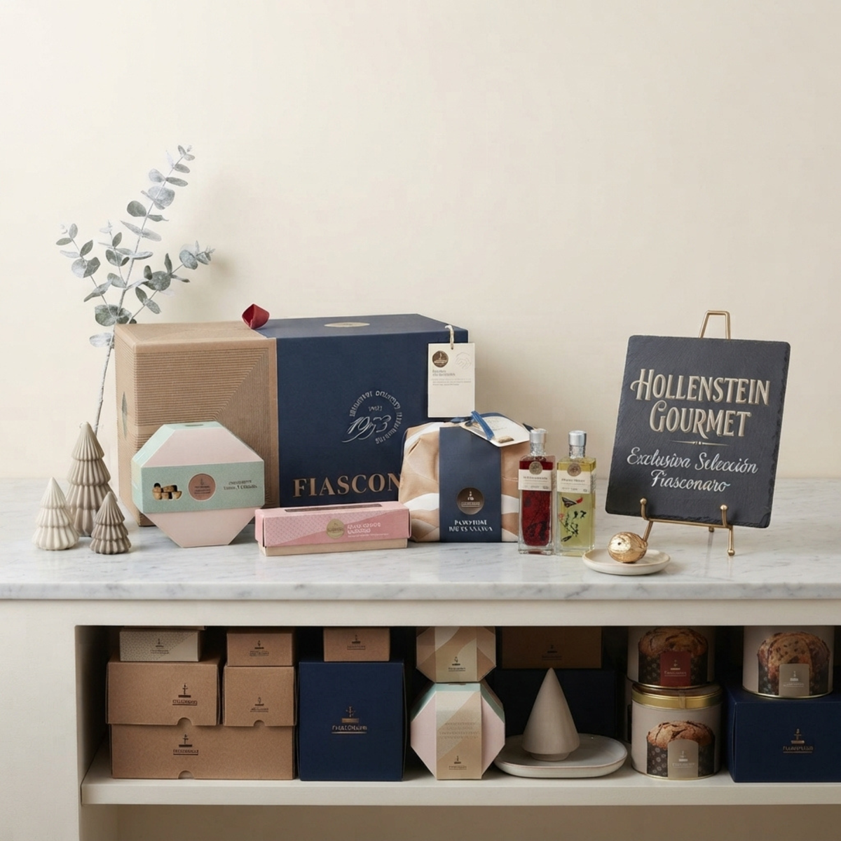 FIASCONARO Luxus-Geschenkset "Strenna Tradizionale" (Präsenter mit Panettone, Torroncini & Likören)
