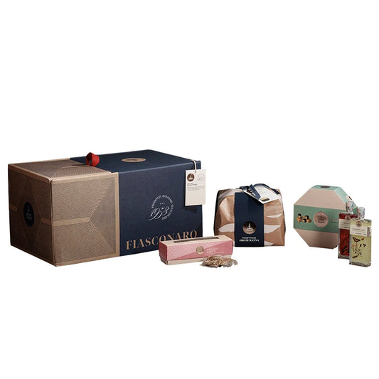 FIASCONARO Luxus-Geschenkset "Strenna Tradizionale" (Präsenter mit Panettone, Torroncini & Likören)