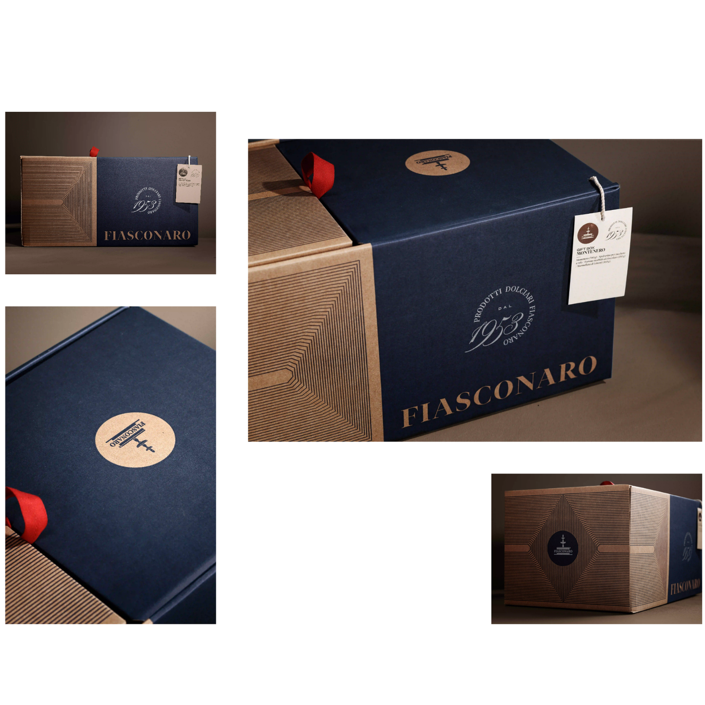 FIASCONARO Luxus-Geschenkset "Gift Box Montenero" (Präsenter mit Panettone, Schokoladentorrone & Zitronenmarmelade)