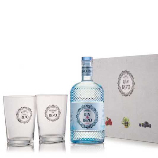 Gin1870 Raspberry Dry Gin Geschenkset mit 2 Gläsern