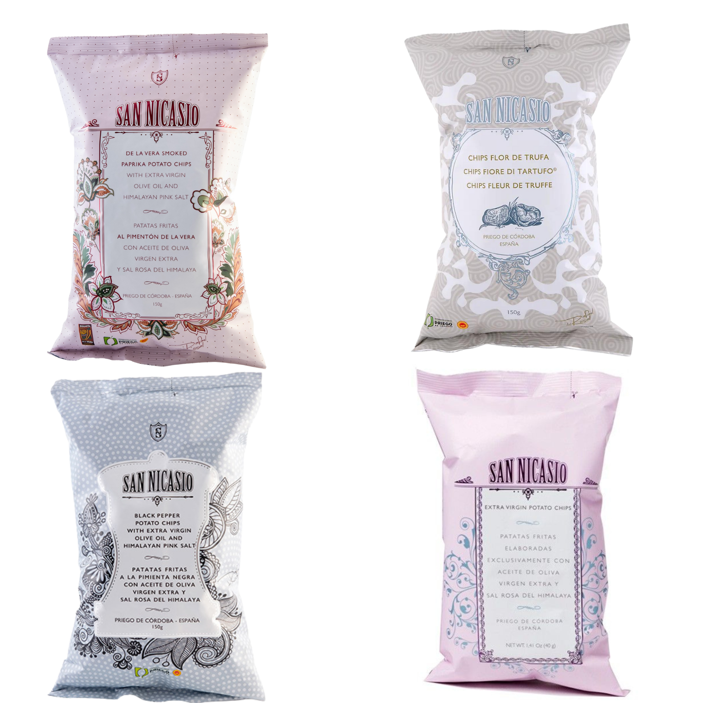 SAN NICASIO Kartoffelchips – Pfeffer - Himalaya Salz -Trüffel -Paprika de la Vera