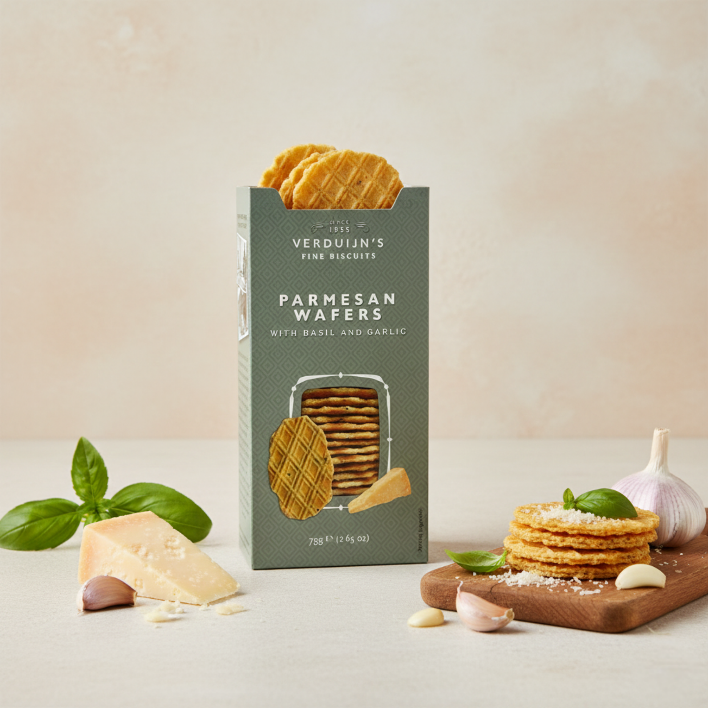 VERDUIJN'S Salzige Waffeln mit Parmesan (75g) | Gourmet-Cracker für Käseplatten