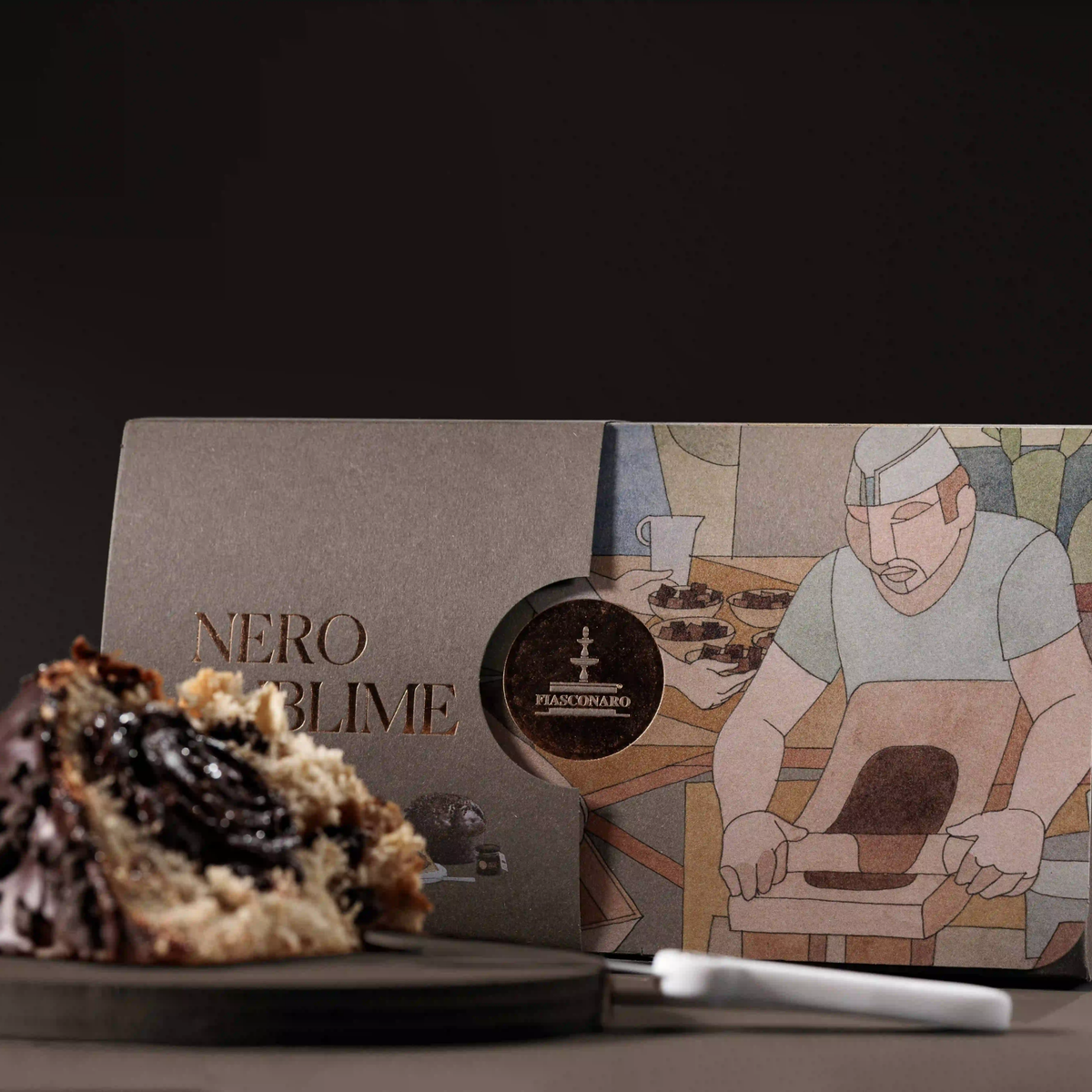 ORO NERO SUBLIME "PANETTONE CREMA NERO SUBLIME AL CIOCCOLATO DI SICILIA FIASCONARO