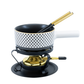 Exklusives Käsefondue-Set «Element Dots» (5-teilig) für 2 Personen. Modernes Design mit Punkte-Relief in Schwarz-Weiss, ideal für Gourmet-Abende und hochwertige Geschenke